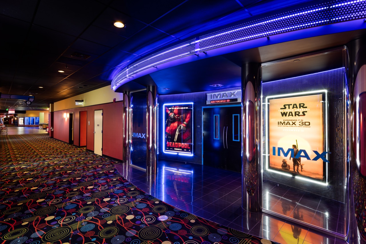 Movie theater hallway.
