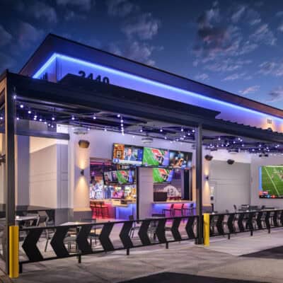 Harkins BackLot exterior photo at dusk