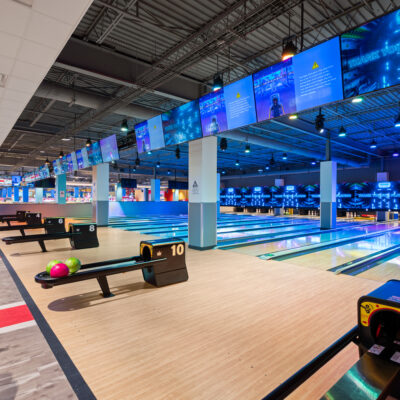 Bowling lanes at Round1 Willowbrook