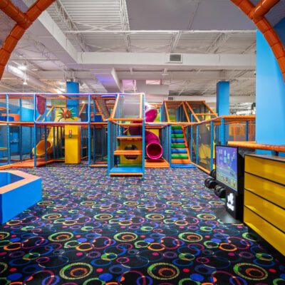 Kids play area with slides and climbing at Round1 Spo-cha.
